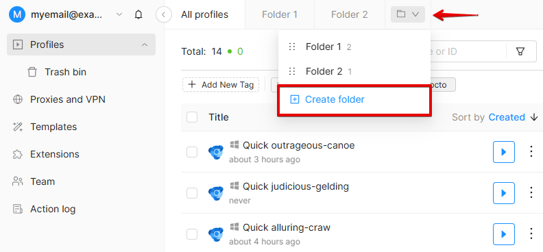 Creating a folder Creating a folder