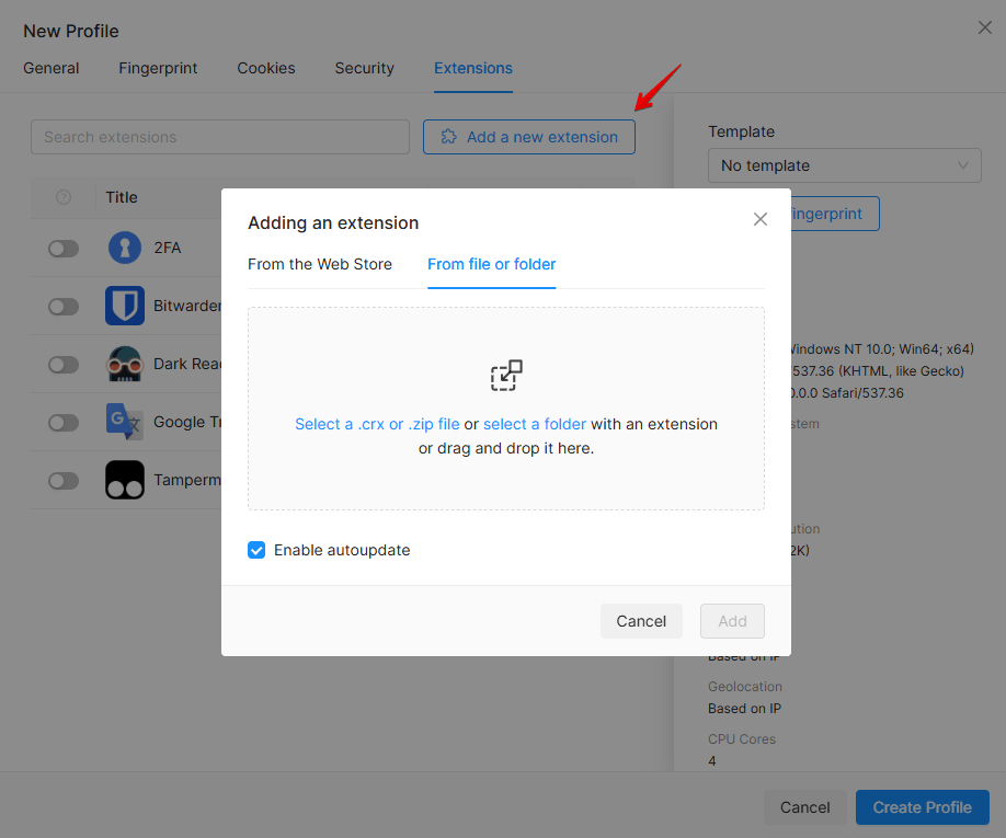 Extensions Install Method