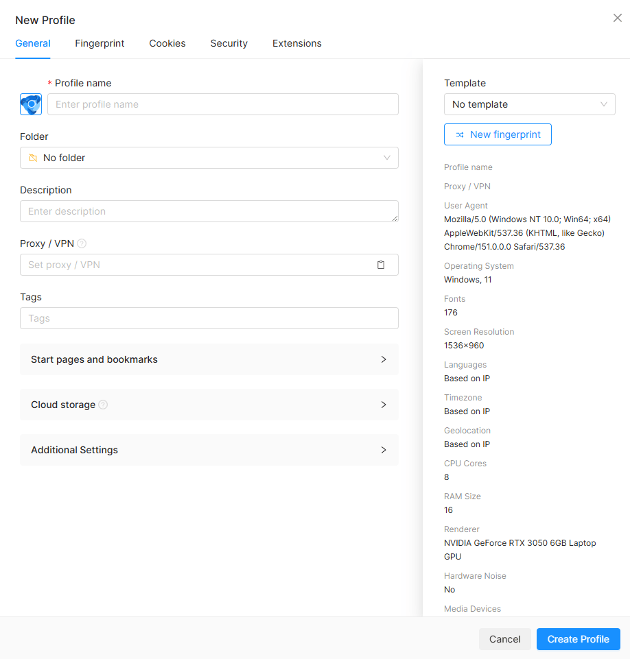 General settings