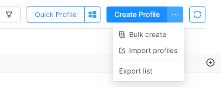 Create profiles in bulk Create profiles in bulk