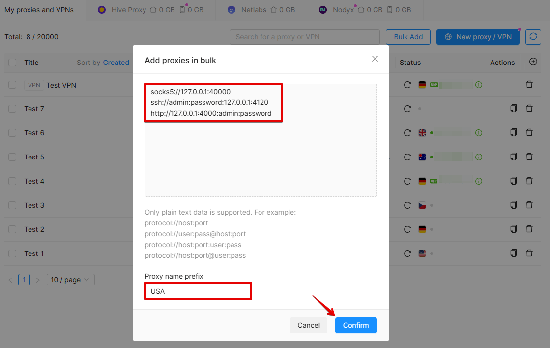 Bulk Proxy Add