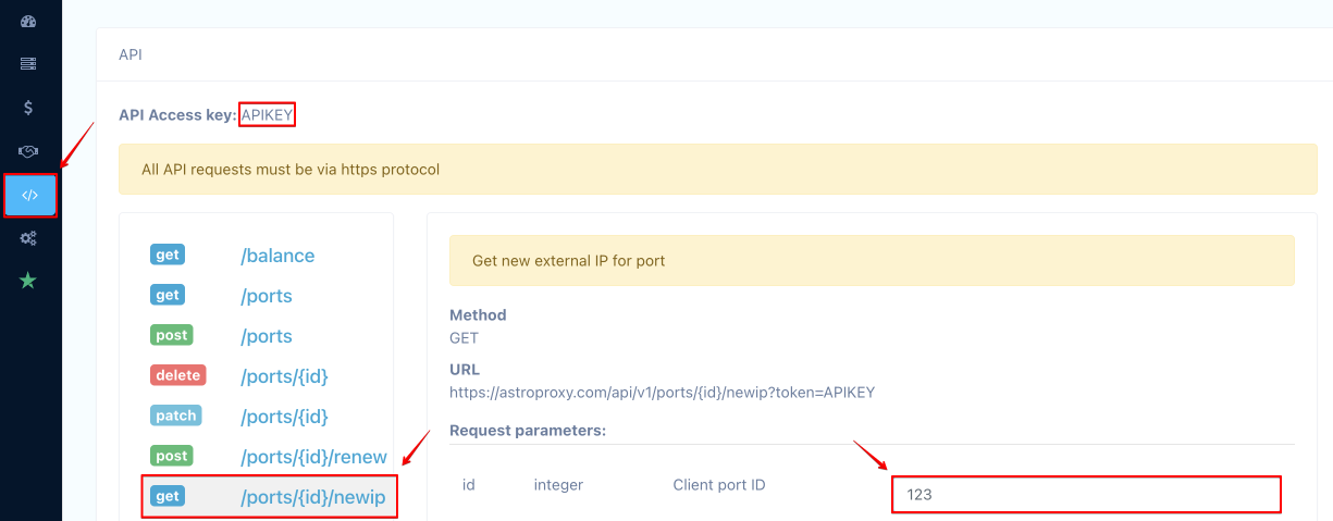API do AstroProxy Alterar IP API do AstroProxy Alterar IP