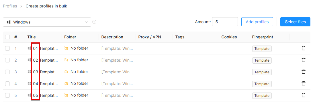 Bulk creation increment