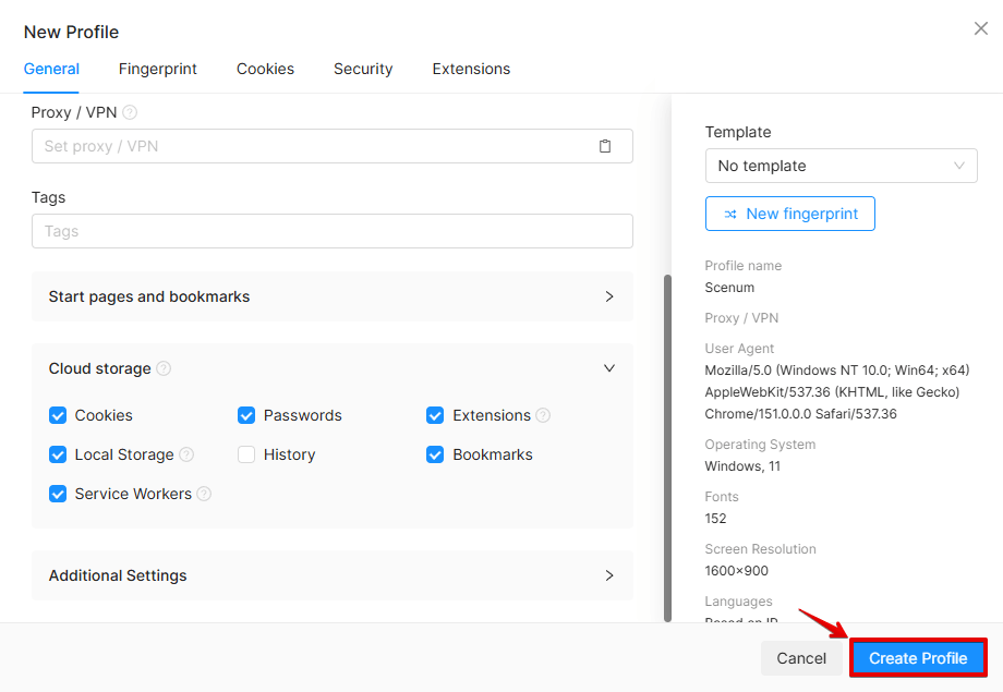 Create Profile Create Profile