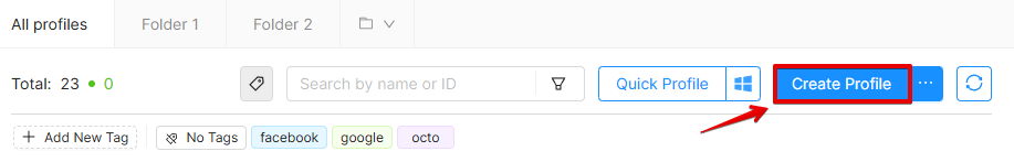 Create Profile Button Create Profile Button