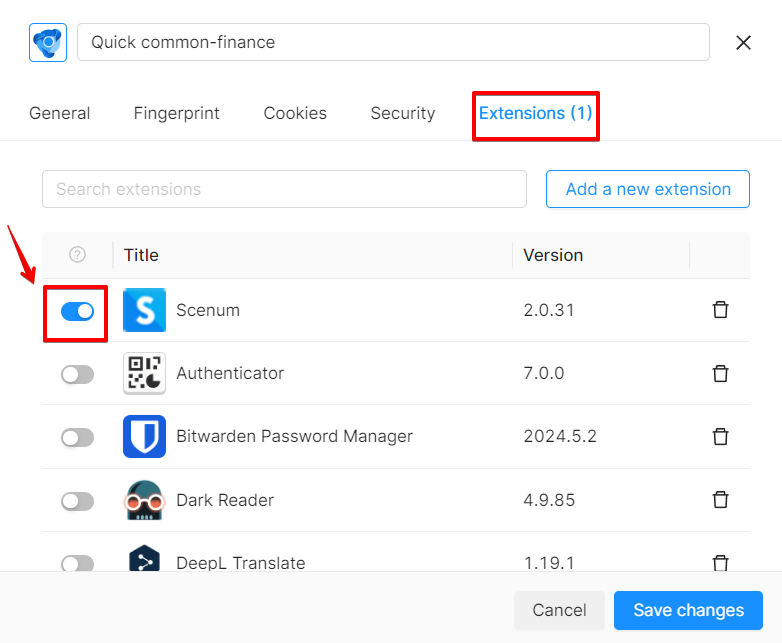 Extension Enabled Extension Enabled