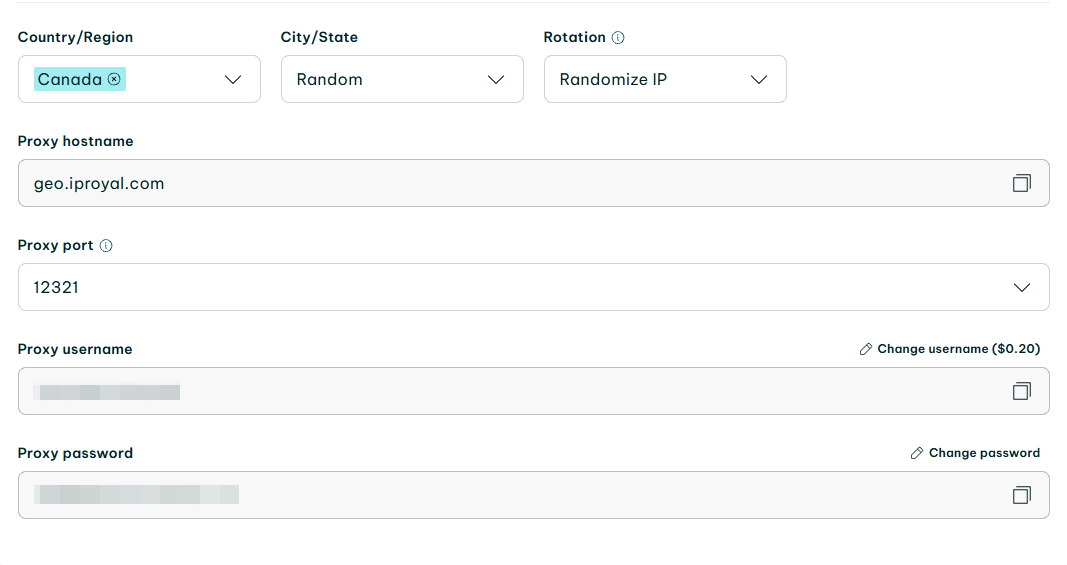 IPRoyal proxy select