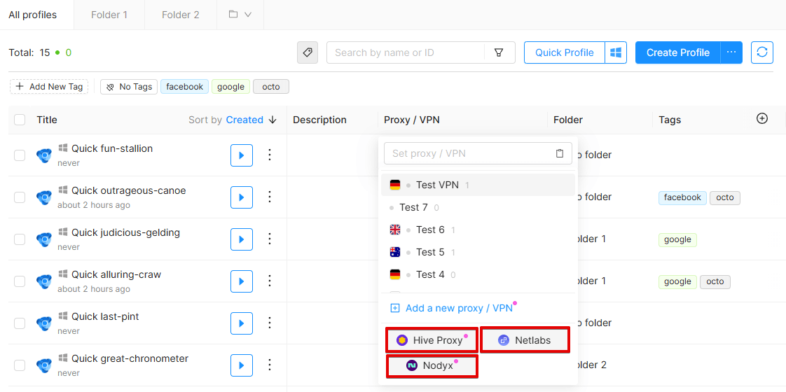 New Proxy Adding Options New Proxy Adding Options