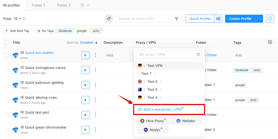Definir Proxy Temporário